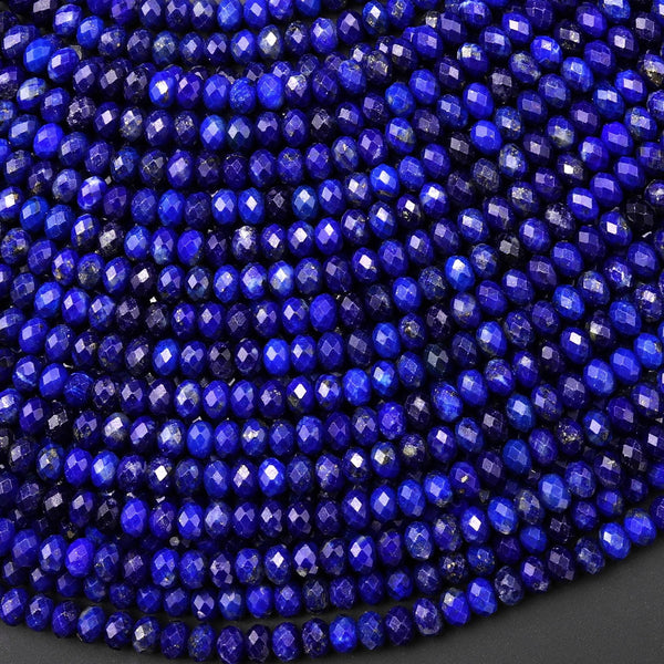 10 Perles Rondelles En Lapis Lazuli Mat Givré - 6x4 Mm - Neuf - Fabriqué En France