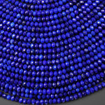 AAA Faceted Natural Blue Lapis Rondelle Beads 4x3mm 15.5" Strand A4599