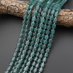 AAA Natural Guatemalan Blue Green Jade Smooth 8mm Tube Cylinder Beads 15.5" Strand