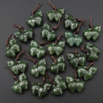 Hand Carved Natural Green Jade Fat Horse Pendant Charm | Lucky Abundance Talisman