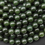 AAA Natural Deep Forest Green Jade 10mm Round Beads Gemstone 15.5" Strand