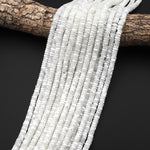 AAA Natural White Mother of Pearl 3mm 4mm 6mm 8mm Heishi Rondelle Beads 15.5" Strand