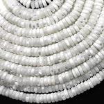 AAA Natural White Mother of Pearl 3mm 4mm 6mm 8mm Heishi Rondelle Beads 15.5" Strand