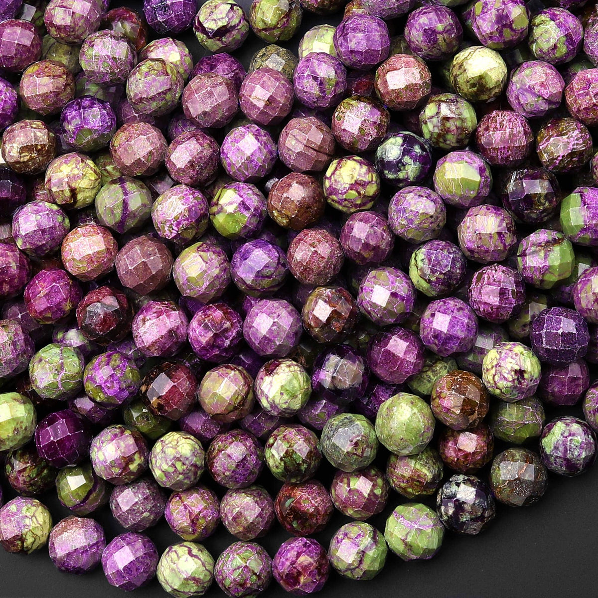 AAA Faceted Natural Purple Atlantisite Stichtite Green Serpentine Roun ...