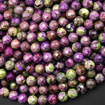 AAA Faceted Natural Purple Atlantisite Stichtite Green Serpentine Round Beads 6mm 7mm 8mm 9mm 15.5" Strand
