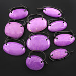 Two 2 Hole Pendant Natural Lilac Purple Phosphosiderite Oval Pendant Drilled Gemstone