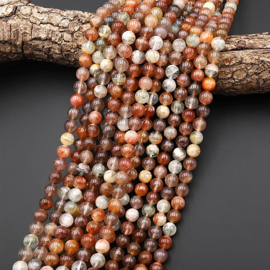 Rare Translucent Natural Arusha Sunstone Round Beads 6mm 7mm 8mm 10mm 11mm 12mm 13mm From Tanzania 15.5" Strand