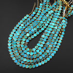 Genuine Natural Blue Turquoise Gold Copper Edging 10mm Heart Beads Choose from 5pcs, 10pcs, Full 16" Strand