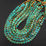 Genuine Natural Blue Green Turquoise Gold Copper Edging 8mm 10mm Heart Beads Choose from 5pcs, 10pcs, Full 16" Strand B1625