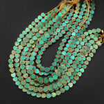 Genuine Natural Green Turquoise Gold Copper Edging 8mm 10mm Heart Beads Choose from 5pcs, 10pcs, Full 16" Strand B1624