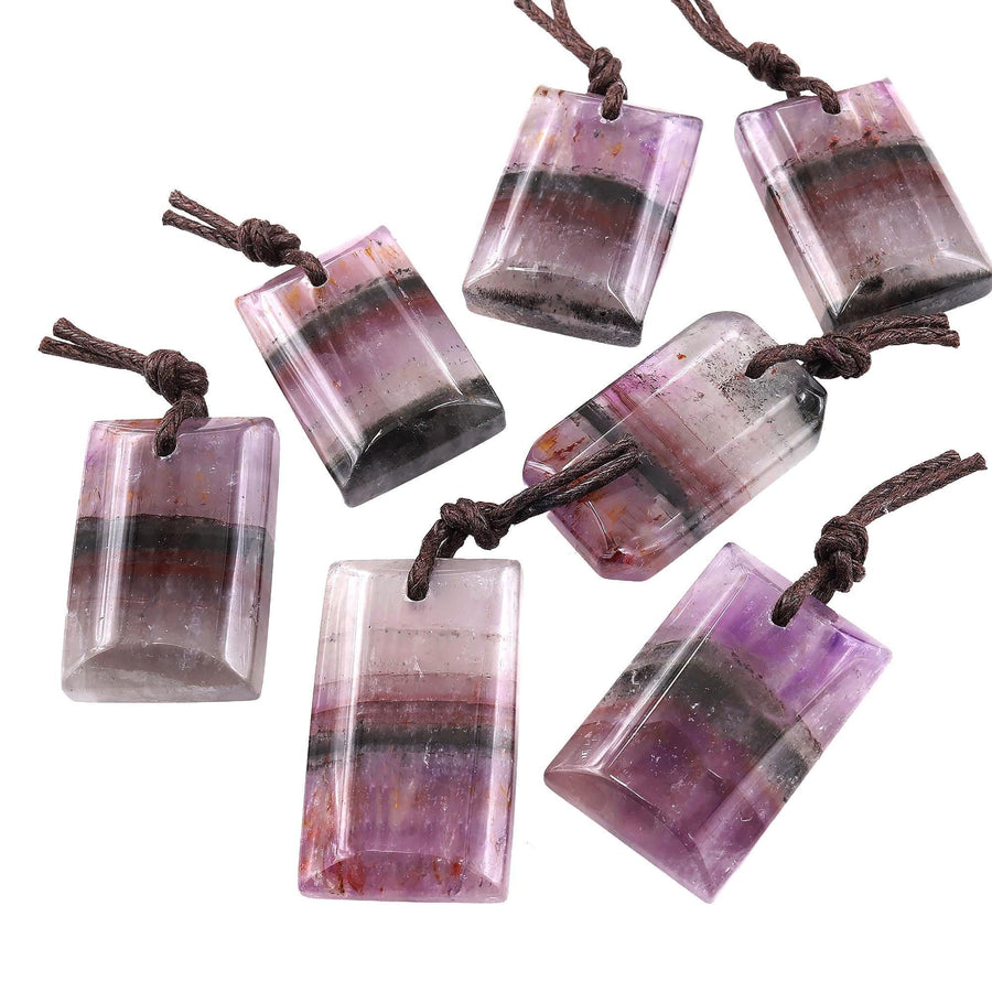 Rare Translucent Natural Auralite 23 Cacoxenite Domed Rectangle Tile Gemstone Pendant