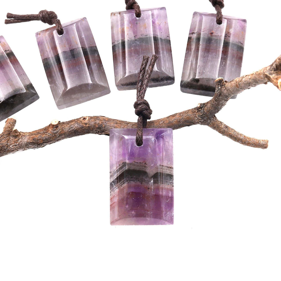 Rare Translucent Natural Auralite 23 Cacoxenite Domed Rectangle Tile Gemstone Pendant A2