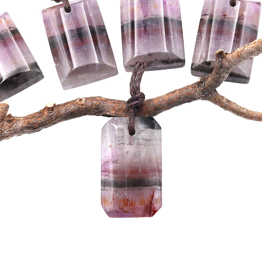 Rare Translucent Natural Auralite 23 Cacoxenite Domed Rectangle Tile Gemstone Pendant A3