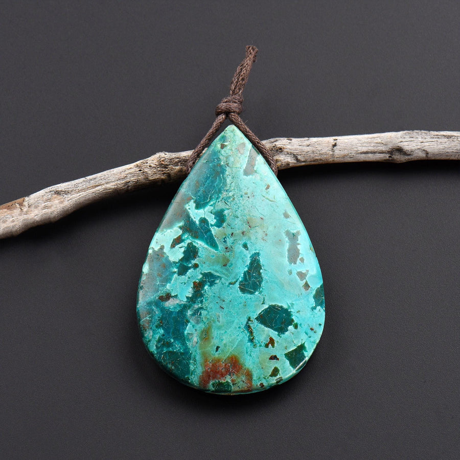 Rare Natural Parrot Wing Chrysocolla Teardrop Pendant OP2577
