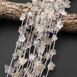 Natural Smoky Quartz Lily Flower Butterfly Beads Drilled Gemstone 15.5" Strand