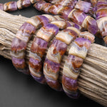 AAA Rare Natural Rainbow Amethyst Rectangle Tile Double Drilled Bracelet Beads Lacey Pattern 18x13mm 8" Strand B1626