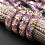 AAA Rare Natural Rainbow Amethyst Rectangle Tile Double Drilled Bracelet Beads Lacey Pattern 18x13mm 8" Strand B1628