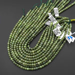 AAA Real Genuine Natural Forest Green Jade Smooth 7x6mm Barrel Drum Short Cylinder Beads 15.5" Strand