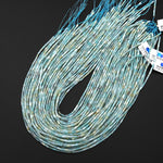 Natural Blue Amazonite 4x2mm Small Thin Smooth Spacer Tube Beads 15.5" Strand