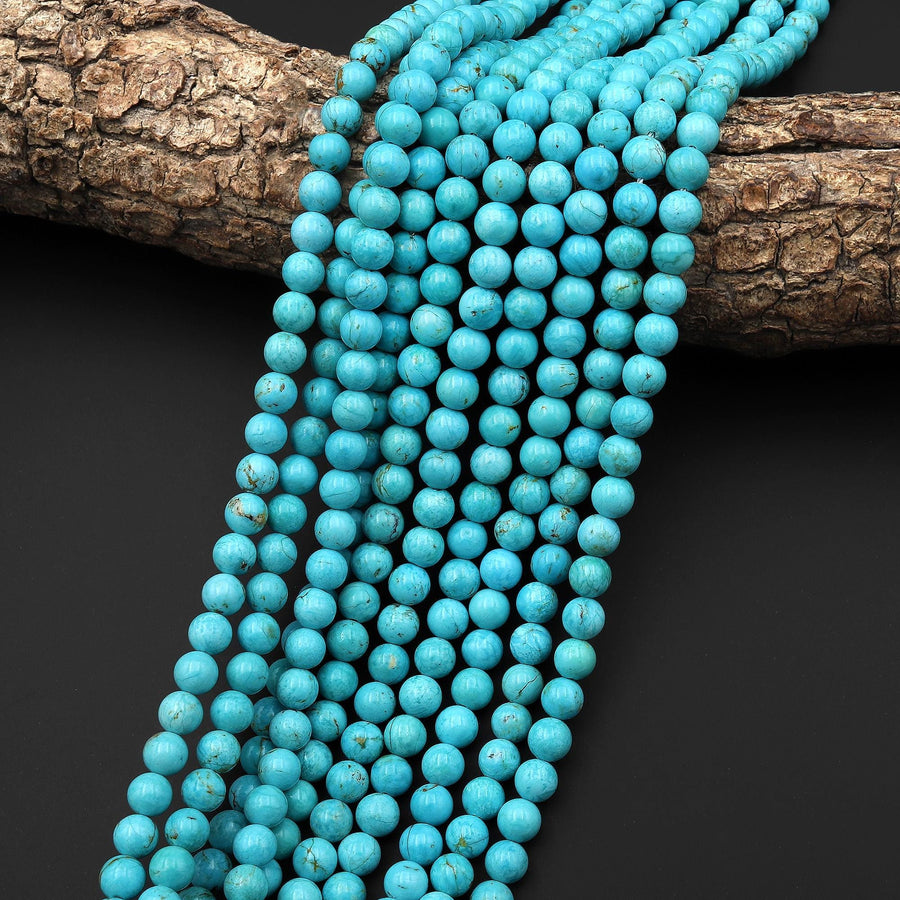 Genuine Natural Soft Blue Turquoise 6mm Round Beads 15.5" Strand