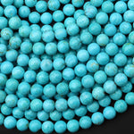 Genuine Natural Soft Blue Turquoise 6mm Round Beads 15.5" Strand