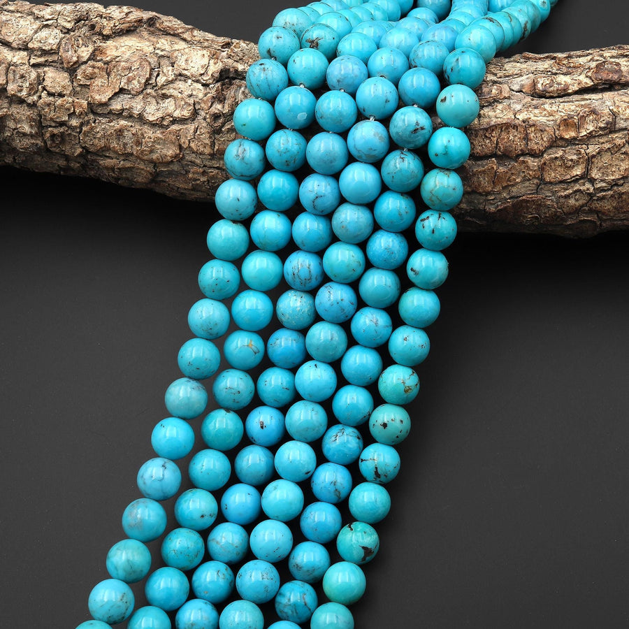 Genuine Natural Arizona Soft Blue Turquoise 4mm 6mm 8mm Round Beads 15.5" Strand B1635