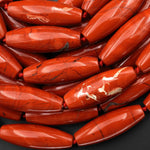 AAA Large Natural Red Jasper Smooth Cylinder Drum Tube Beads 15.5" Strand