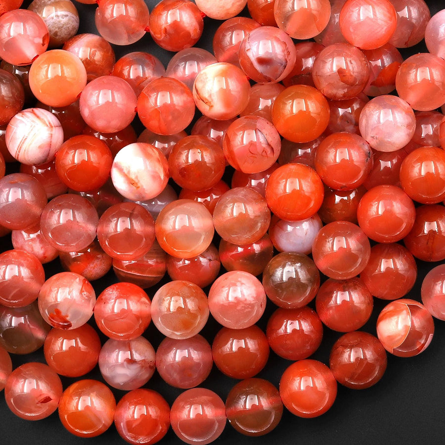 Rare Natural Moroccan Red Agate 6mm 8mm 10mm Round Bead 15.5" Strand