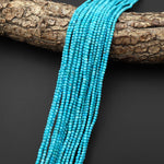 Genuine Natural Arizona Blue Turquoise 2mm Smooth Round Beads 15.5" Strand B1639