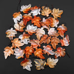 Hand Carved Natural Carnelian Maple Leaf Earring Pair Drilled Gemstone Matched Beads