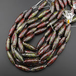 AAA Large Natural Dragon Blood Jasper Long Cylinder Drum Tube Beads 15.5" Strand