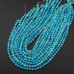 Hand Carved Real Genuine Natural Blue Turquoise 3D 4 Leaf Clover 6mm Beads Choose from 5 pcs, 10 pcs, or full 16" Strand