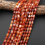 AAA Natural Striped Red Agate Barrel Drum Beads 15.5" Strand