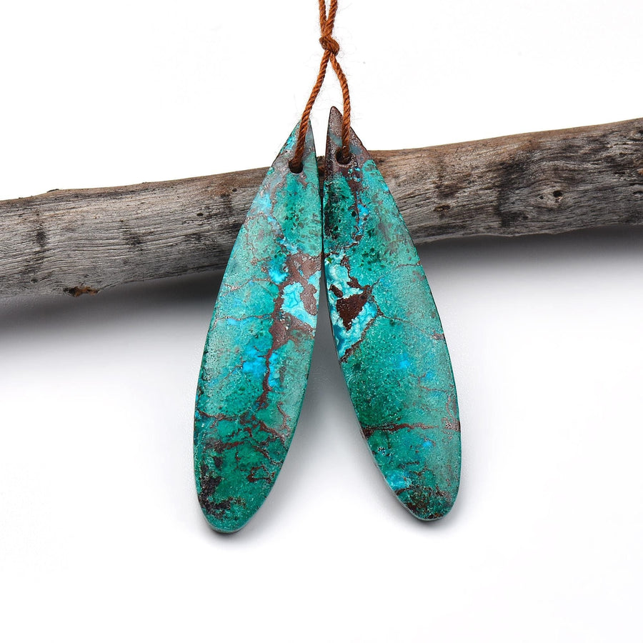 Rare Natural Malachite Chrysocolla Teardrop Earring Pair Drilled Matched Gemstone Beads From Australia OP2374