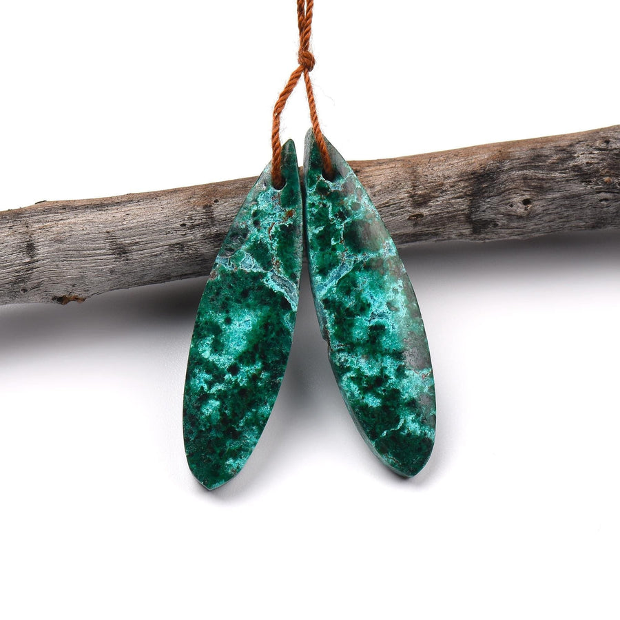 Rare Natural Malachite Chrysocolla Teardrop Earring Pair Drilled Matched Gemstone Beads From Australia OP2379
