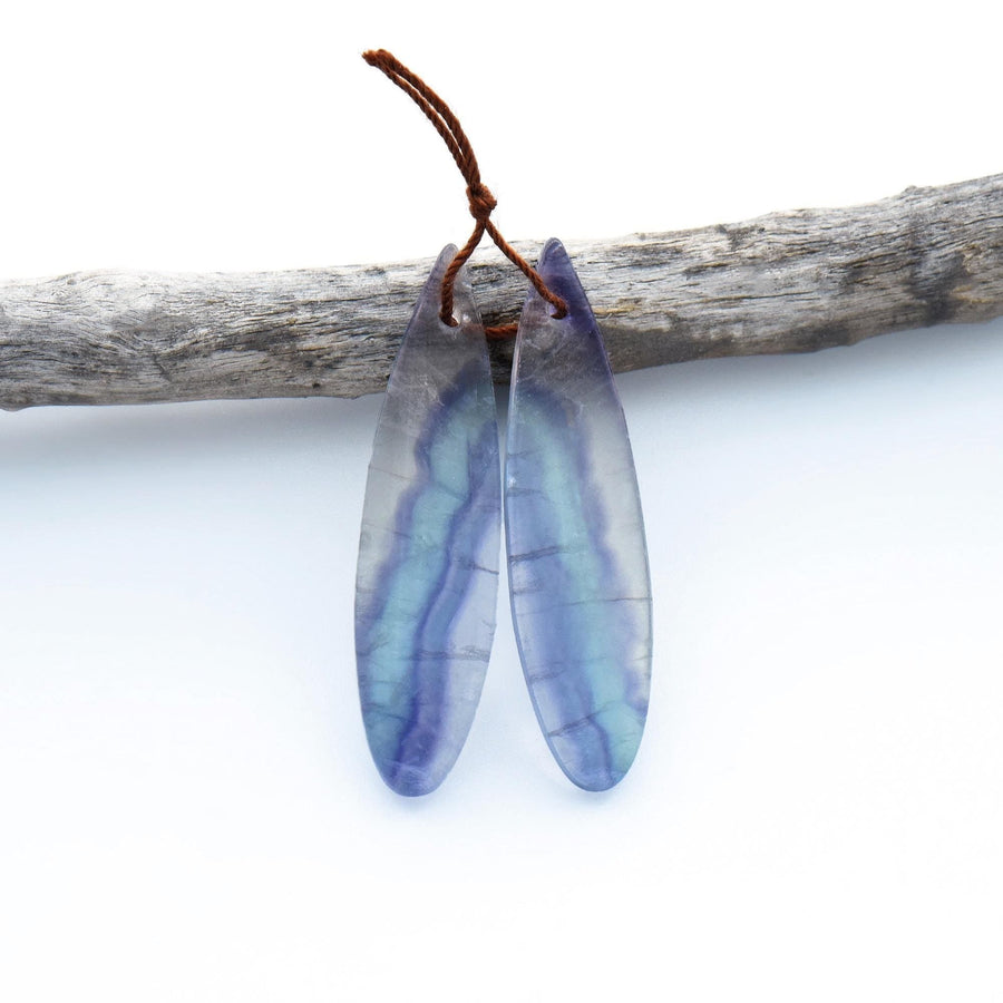 Natural Light Purple Green Blue Fluorite Teardrop Earring Pair Drilled Gemstone Matched Beads OP2843