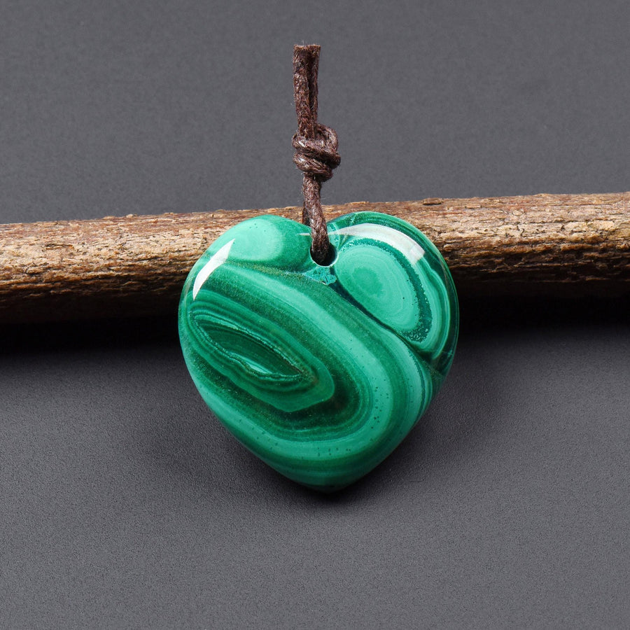 AAA Natural Green Malachite Heart Pendant 28mm Gemstone OP2741