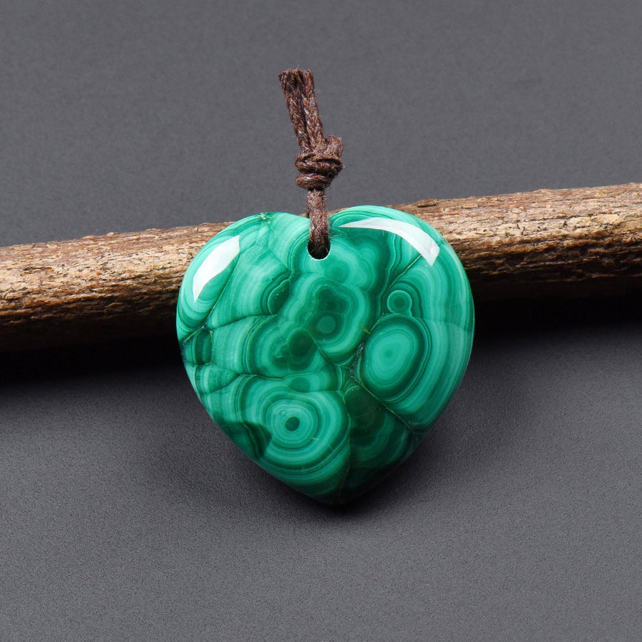 AAA Natural Green Malachite Heart Pendant 28mm Gemstone OP2742
