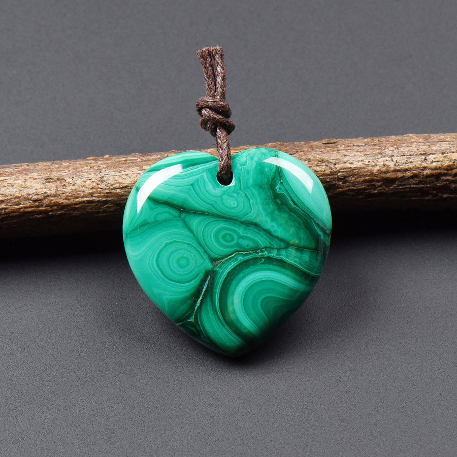 AAA Natural Green Malachite Heart Pendant 28mm Gemstone OP2742