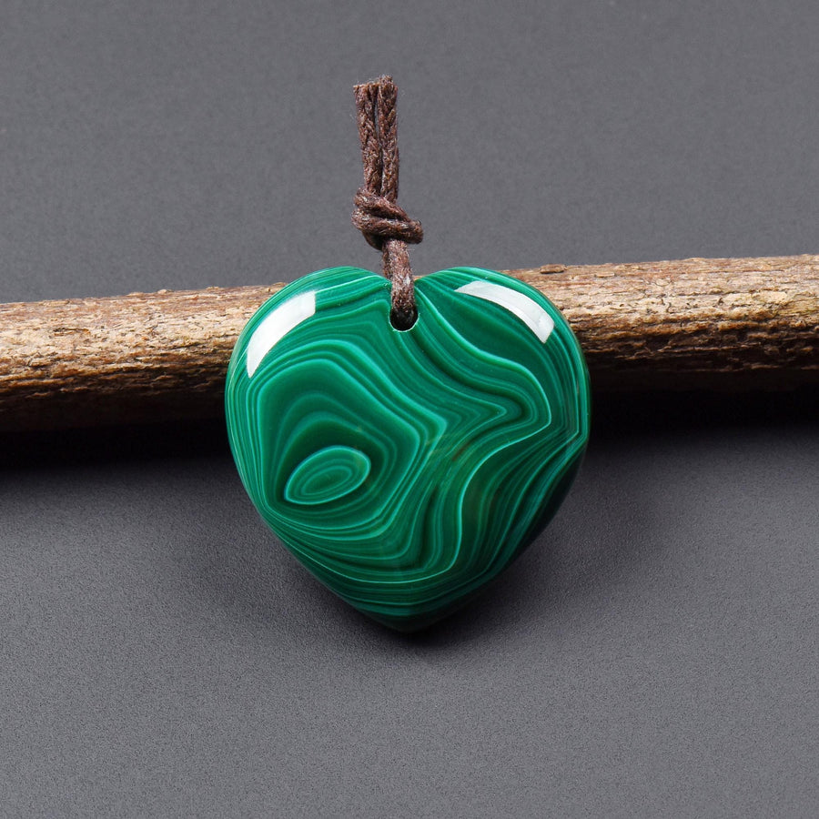 AAA Natural Green Malachite Heart Pendant 28mm Gemstone OP2746