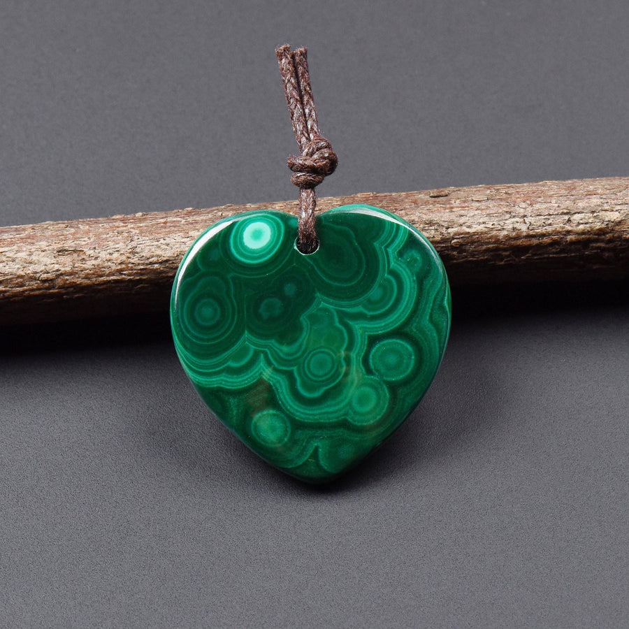 AAA Natural Green Malachite Heart Pendant 28mm Gemstone OP2748