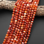 AAA Natural Banded Agate Beads – Orange Red Sardonyx Striped Agate 6mm 8mm 10mm Smooth Round Beads 15.5" Strand