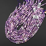 Natural Purple Lepidolite Rounded Oval Pebble Nugget Beads 15.5" Strand