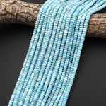 Natural Blue Larimar Smooth 6mm 7mm Heishi Rondelle Beads Gemstone 15.5" Strand