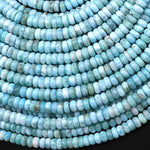 Natural Blue Larimar Smooth 6mm 7mm Heishi Rondelle Beads Gemstone 15.5" Strand