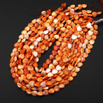 AAA Natural Orange Spiny Oyster Smooth Heart Beads 8mm 12mm 15.5" Strand