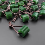 Natural Canadian Green Jade Tube Cylinder Gemstone Focal Bead Pendant Large 2.5mm Drill Hole