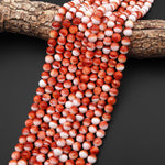 AAA Natural Red Spiny Oyster Round Beads 6mm 8mm 16" Strand