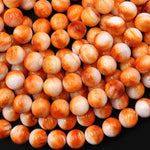 AAA Natural Orange Spiny Oyster Round Beads 6mm 8mm 16" Strand