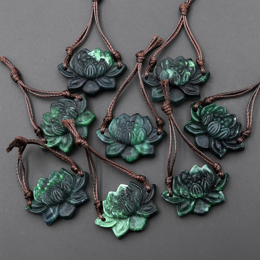 AAA Hand Carved Two 2 Tone Natural Guatemalan Jade Lotus Flower 2 Two Hole Connector Pendant Gemstone Focal Bead